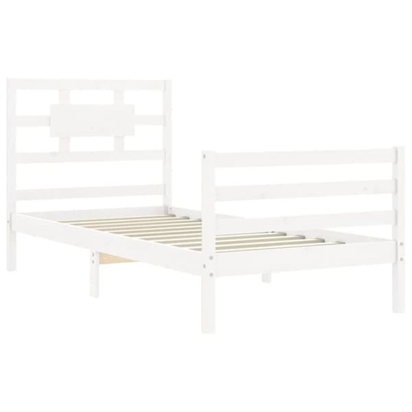 sengeramme med sengegavl 100x200 cm massivt træ hvid