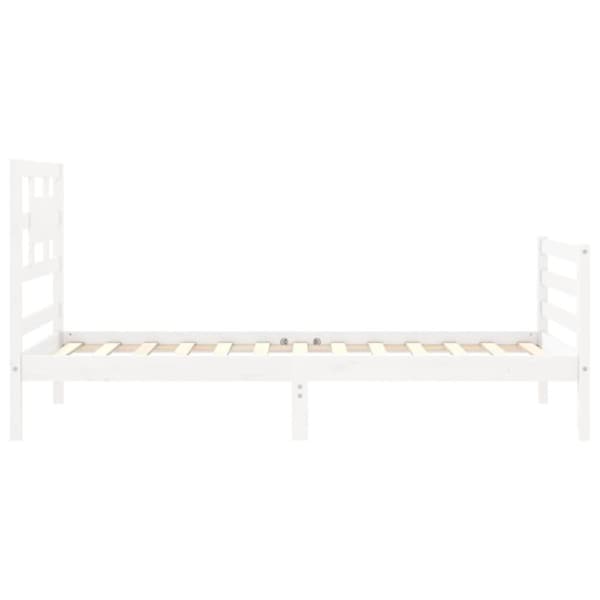 sengeramme med sengegavl 100x200 cm massivt træ hvid