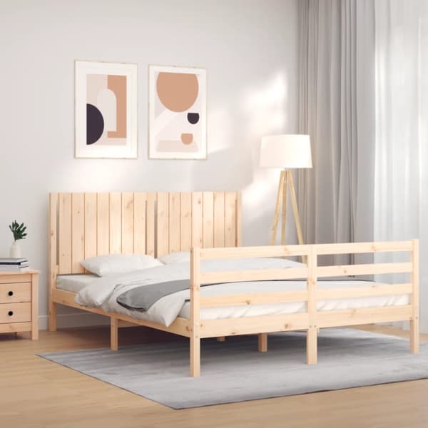 sengeramme med sengegavl 160x200 cm massivt træ