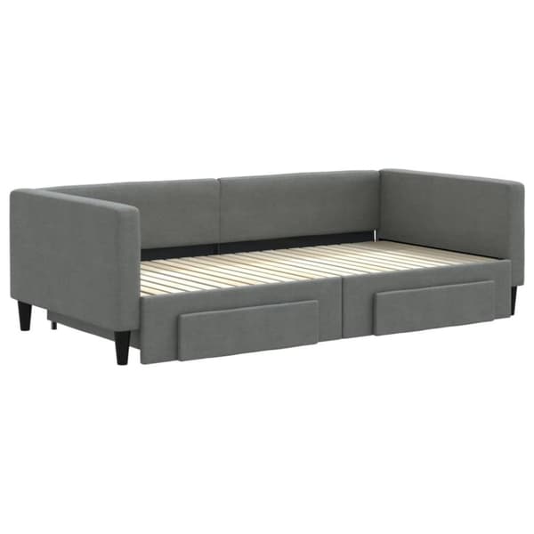 daybed med udtræk og skuffer 100x200 cm stof mørkegrå