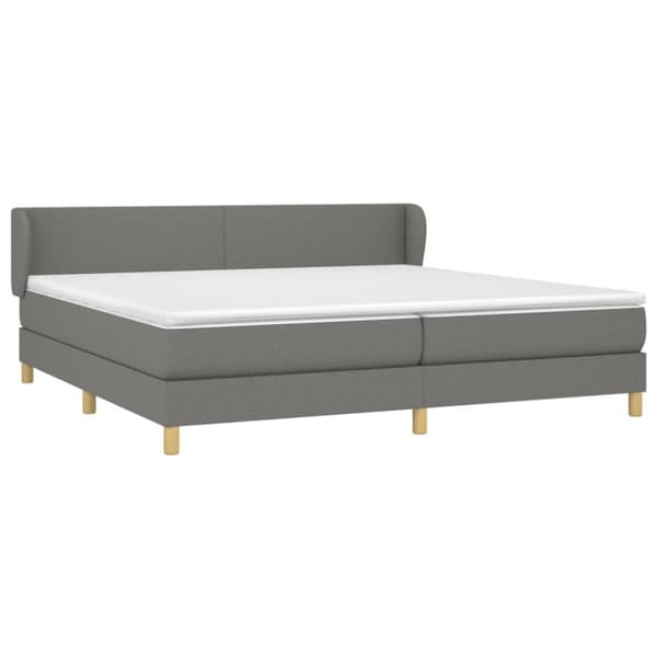 Ramsäng med madrass mörkgrå 200x200 cm tyg
