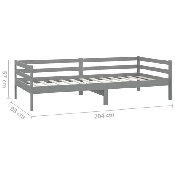 daybed med madras 90x200 cm massivt fyrretræ grå
