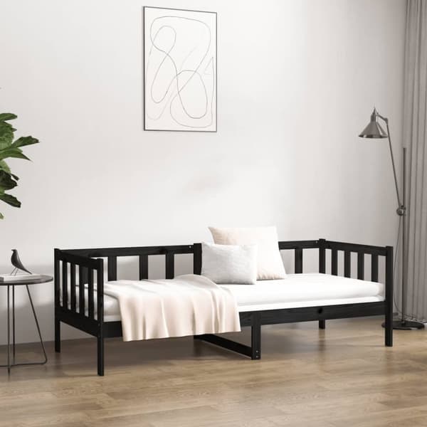 daybed 90x190 cm massivt fyrretræ sort