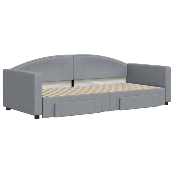 daybed med udtræk og skuffer 90x200 cm stof lysegrå