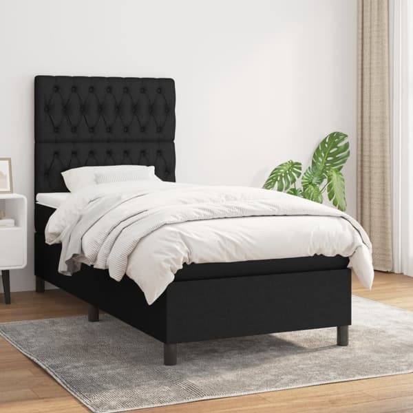 kontinentalseng med madras 90x200 cm stof sort
