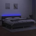 Miniatyrbillede 4 af 8: kontinentalseng med LED-lys 200x200 cm stof mørkegrå