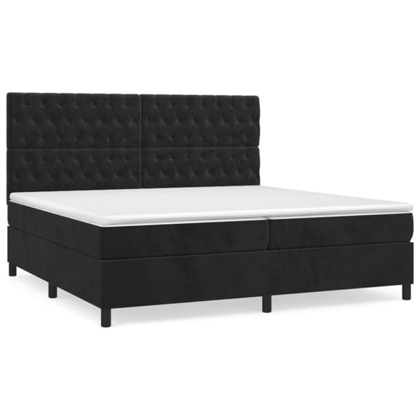 Ramsäng med madrass svart 200x200 cm sammet