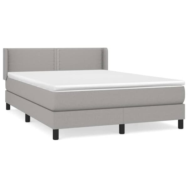 Ramsäng med madrass ljusgrå 140x190 cm tyg