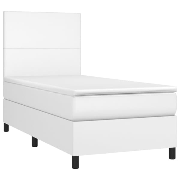 kontinentalseng med madras 90x190 cm kunstlæder hvid