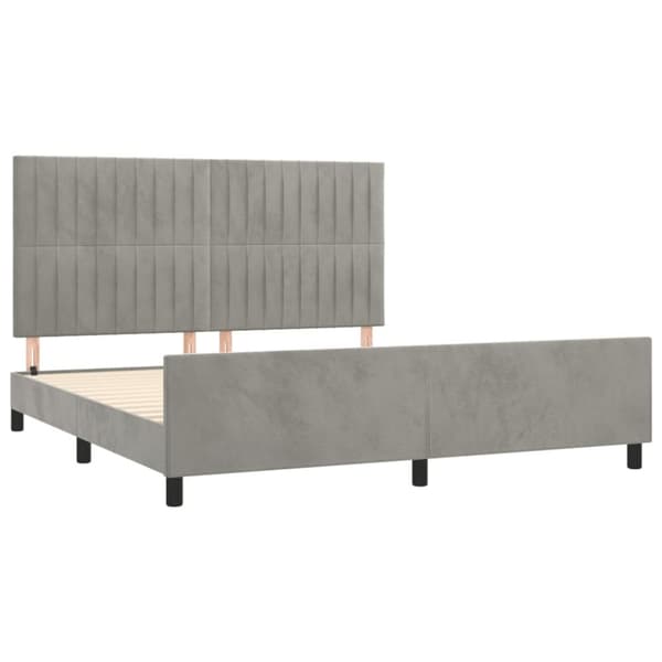 sengeramme med sengegavl 160x200 cm fløjl lysegrå