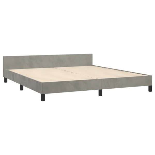 sengeramme med sengegavl 160x200 cm fløjl lysegrå