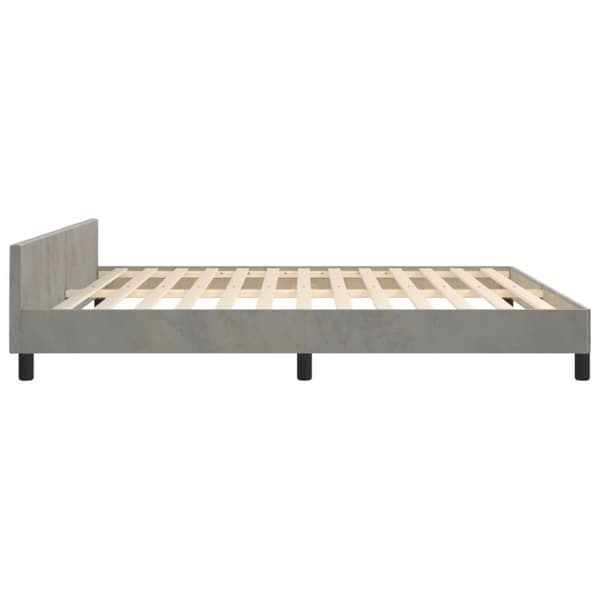 sengeramme med sengegavl 160x200 cm fløjl lysegrå