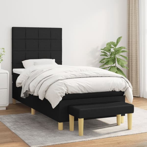 kontinentalseng med madras 80x200 cm stof sort