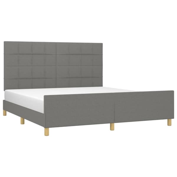 sengeramme med sengegavl 160x200 cm stof mørkegrå