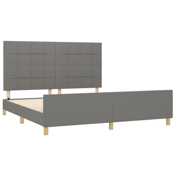 sengeramme med sengegavl 160x200 cm stof mørkegrå