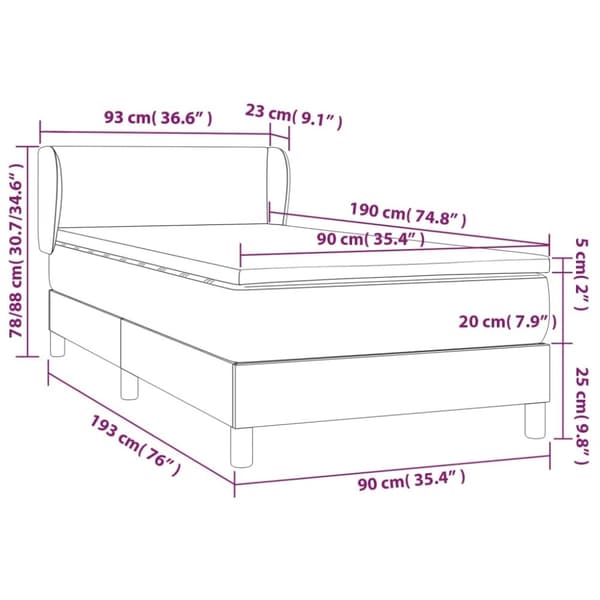 kontinentalseng med madras 90x190 cm kunstlæder hvid