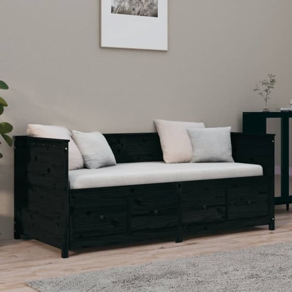 Dagbädd svart 100x200 cm massiv furu