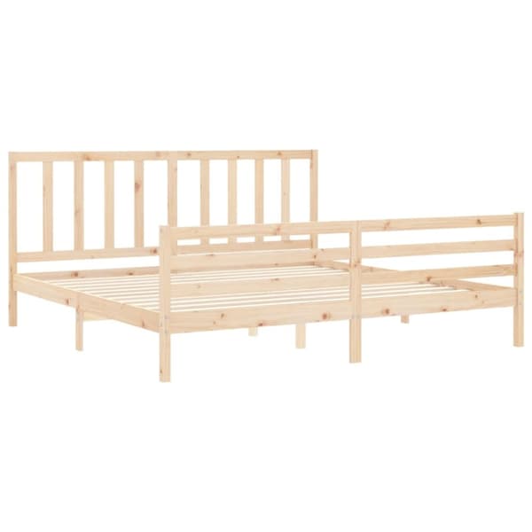 Sängram med huvudgavel 200x200 cm massivt trä