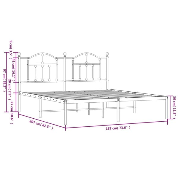 sengeramme med sengegavl 180x200 cm metal sort