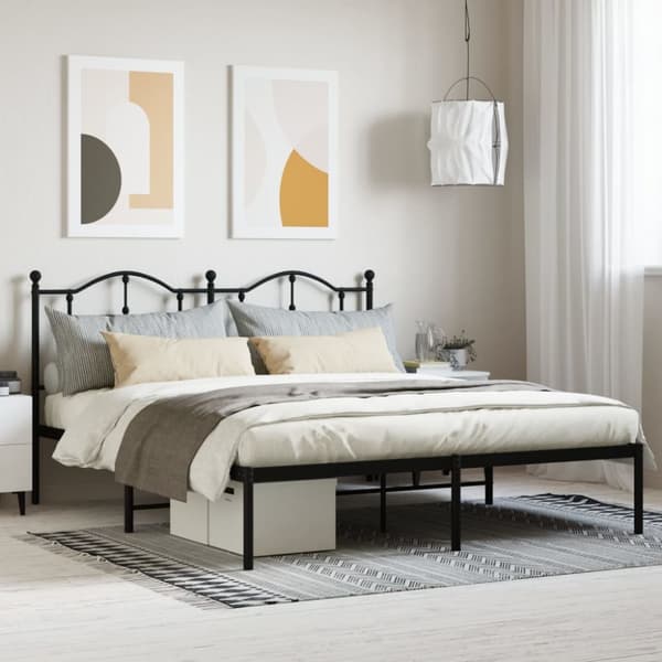 sengeramme med sengegavl 180x200 cm metal sort