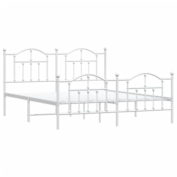 sengeramme med sengegavl og fodgærde 180x200 cm metal hvid