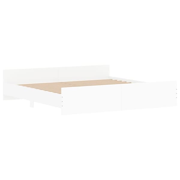 sengeramme med sengegavl og fodgærde 180x200 cm hvid