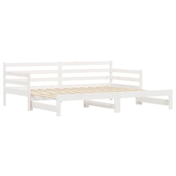 Dagbädd med extrasäng vit 90x190 cm massiv furu