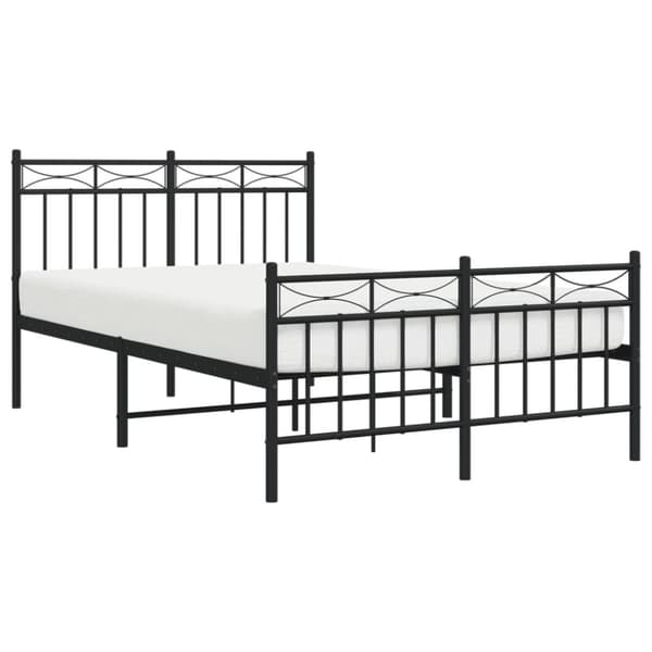 sengeramme med sengegavl og fodgærde 120x200 cm metal sort