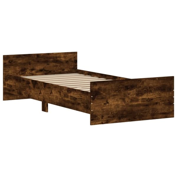 Sängram utan madrass rökfärgad ek 90x190 cm konstruerad trä