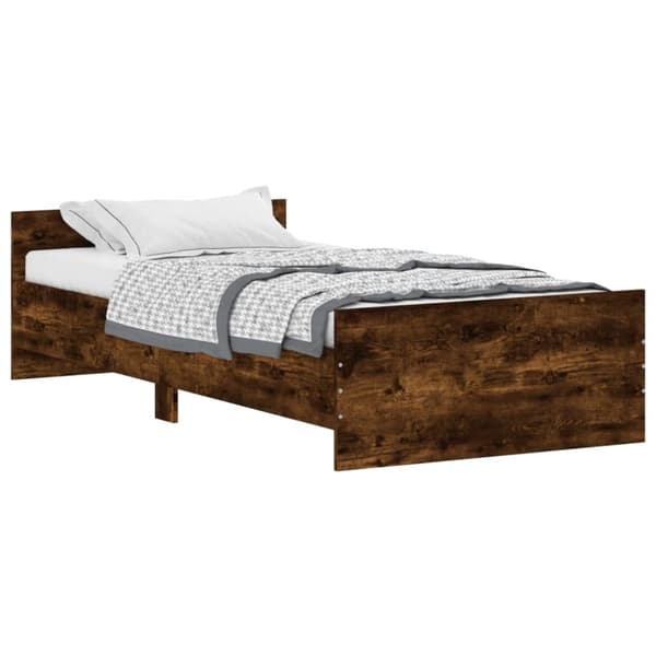 Sängram utan madrass rökfärgad ek 90x190 cm konstruerad trä