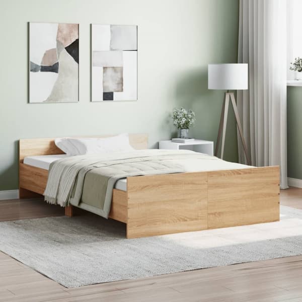 sengeramme med sengegavl og fodgærde 120x190 cm sonoma-eg