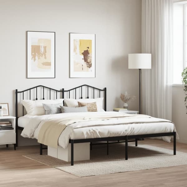 sengeramme med sengegavl 180x200 cm metal sort