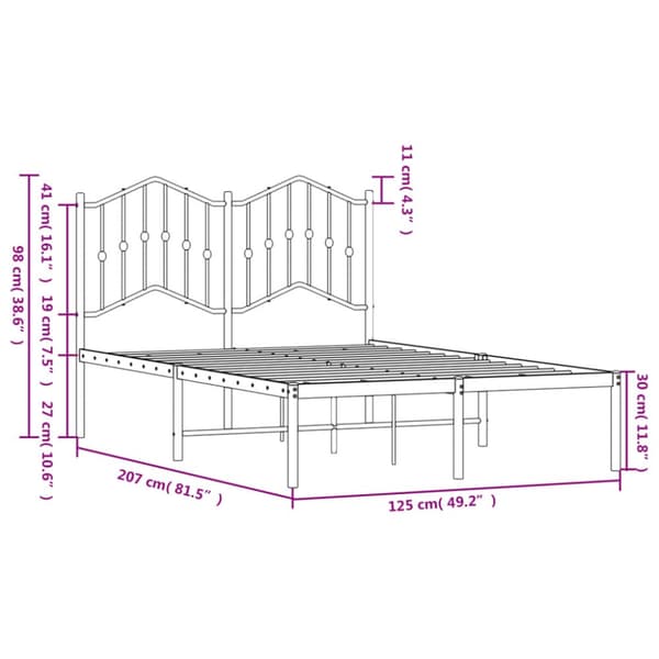 sengeramme med sengegavl 120x200 cm metal hvid
