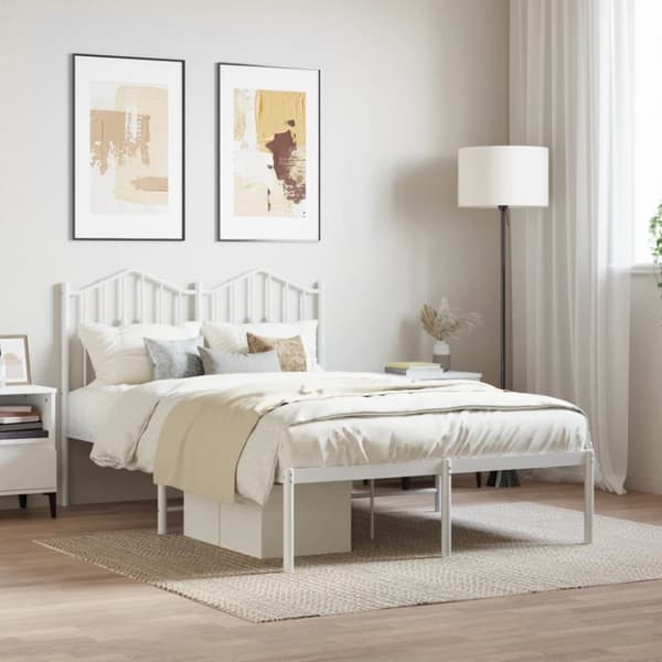 sengeramme med sengegavl 120x200 cm metal hvid