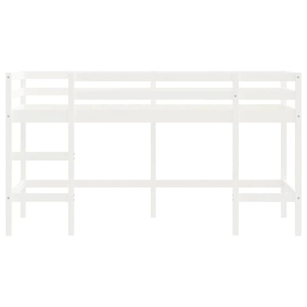 Loftsäng med stege vit 90x200 cm massiv furu