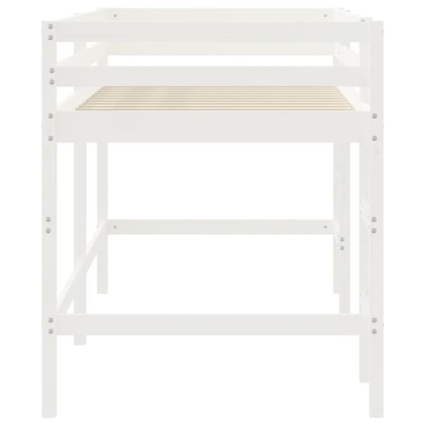Loftsäng med stege vit 90x200 cm massiv furu