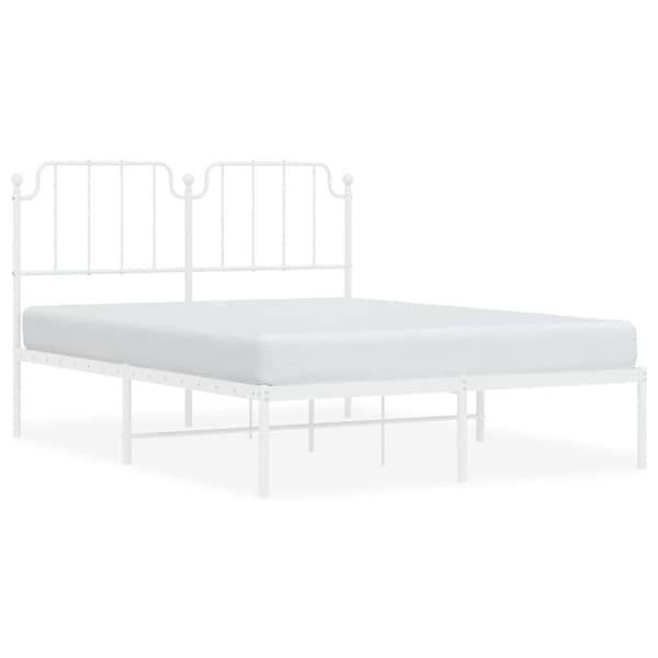 sengeramme med sengegavl 150x200 cm metal hvid