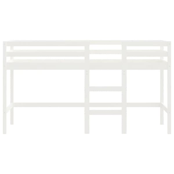 højseng med stige 90x200 cm massivt fyrretræ hvid