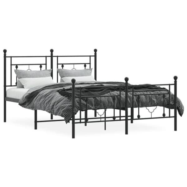 sengeramme med sengegavl og fodgærde 140x190 cm metal sort