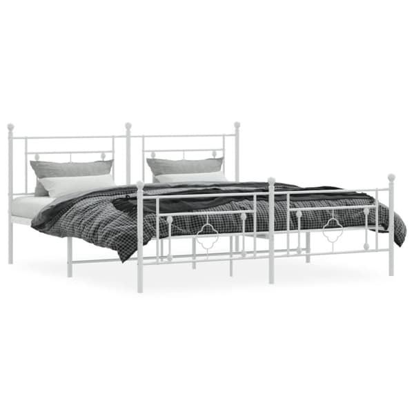 sengeramme med sengegavl og fodgærde 183x213 cm metal hvid