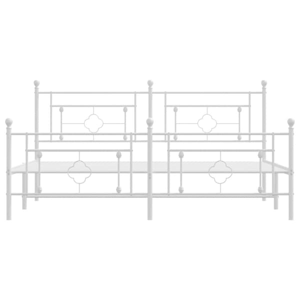 sengeramme med sengegavl og fodgærde 183x213 cm metal hvid