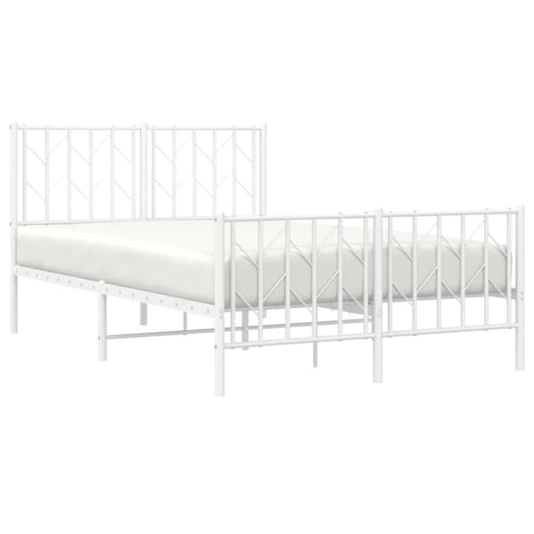sengeramme med sengegavl og fodgærde 120x200 cm metal hvid