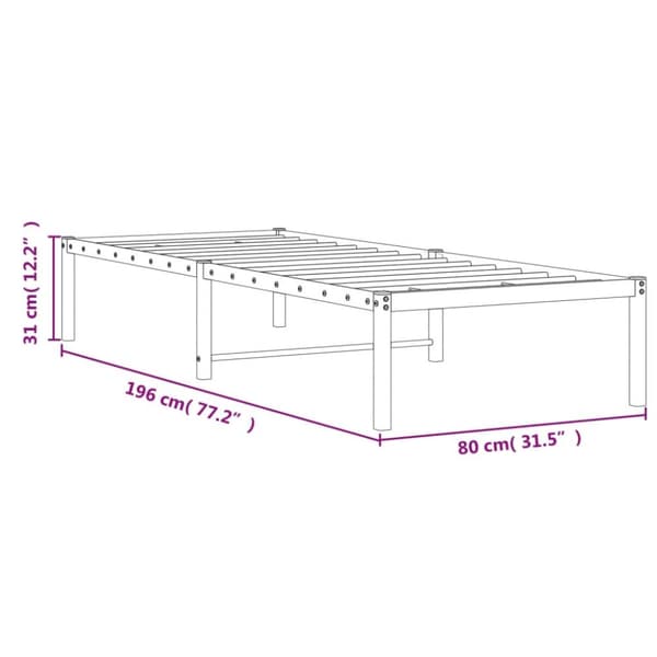 sengeramme 75x190 cm metal hvid