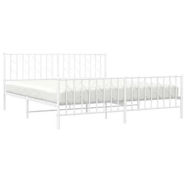 sengeramme med sengegavl og fodgærde 183x213 cm metal hvid