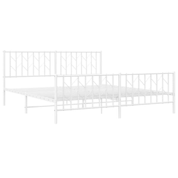 sengeramme med sengegavl og fodgærde 183x213 cm metal hvid
