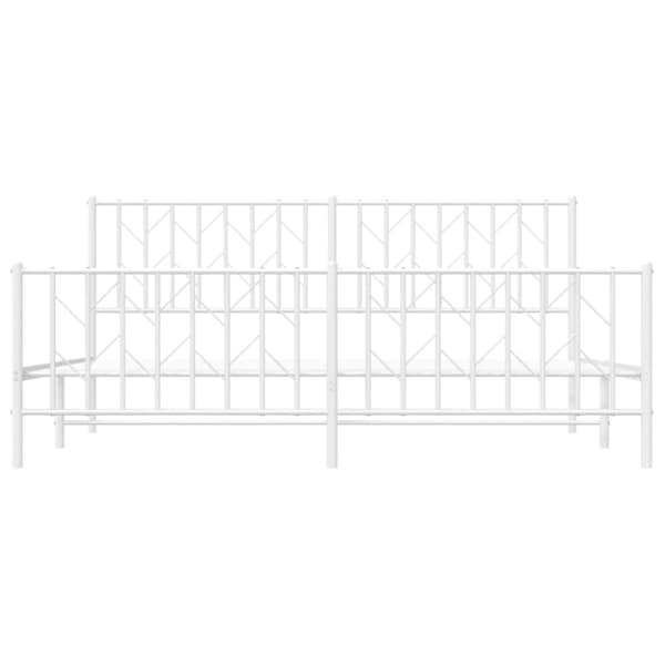 sengeramme med sengegavl og fodgærde 183x213 cm metal hvid