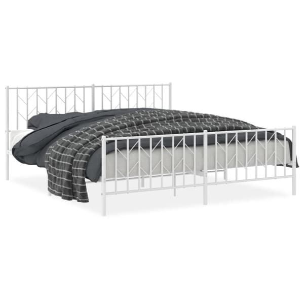 sengeramme med sengegavl og fodgærde 183x213 cm metal hvid