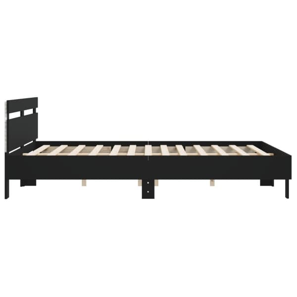 sengeramme med sengegavl og LED-lys 160x200 cm sort