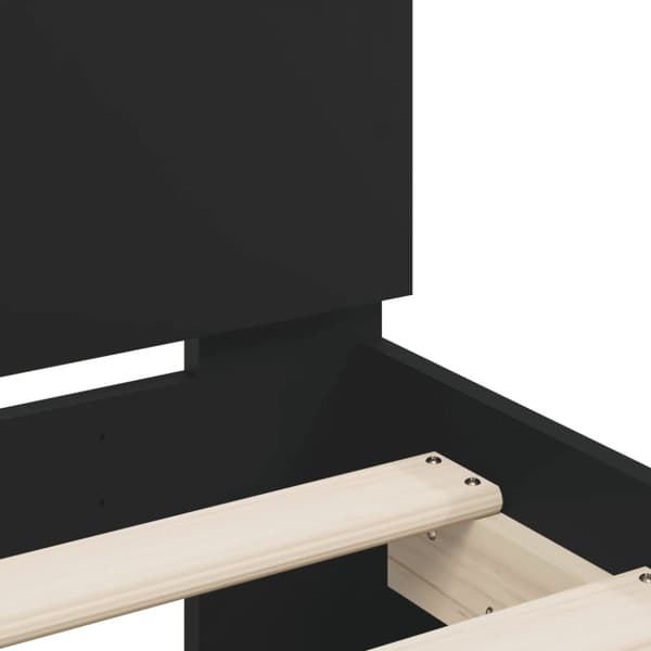sengeramme med sengegavl og LED-lys 160x200 cm sort