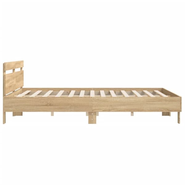 sengeramme med sengegavl 160x200 cm konstrueret træ sonoma-eg